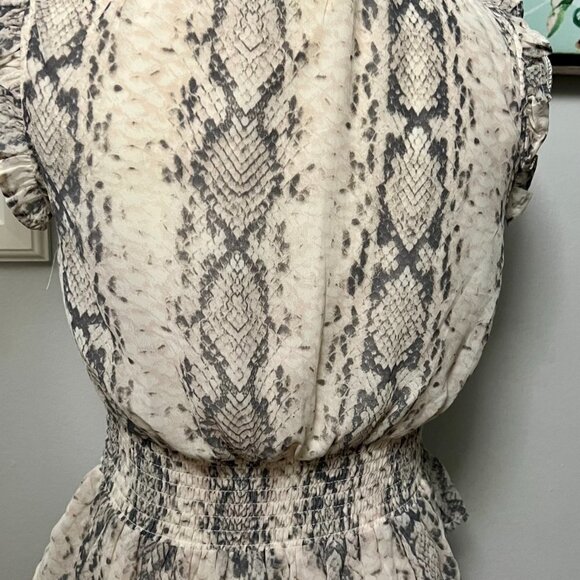 Japna Snake Print High Neck Sleeveless Elastic Waist Ruffle Top Size Small - Picture 5 of 6